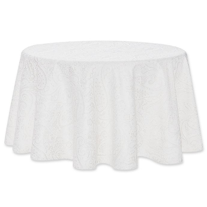 slide 1 of 1, Waterford Linens Esmerelda Round Tablecloth - White, 90 in