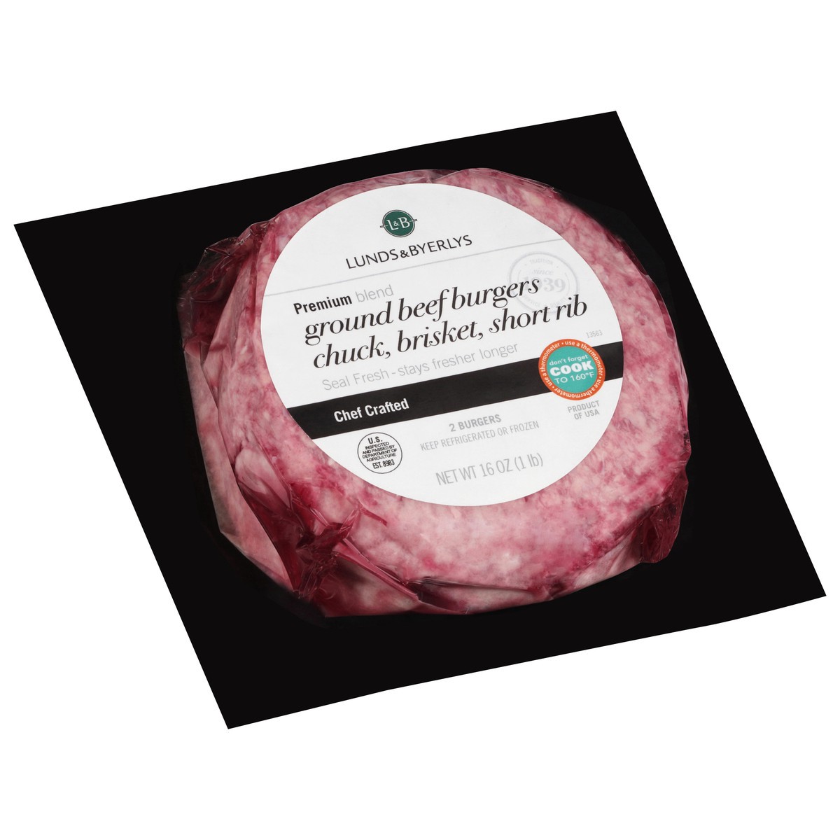 slide 5 of 9, Lunds & Byerlys Premium Blend Ground Beef Chuck Brisket Short Rib Burgers 2 ea, 2 ct