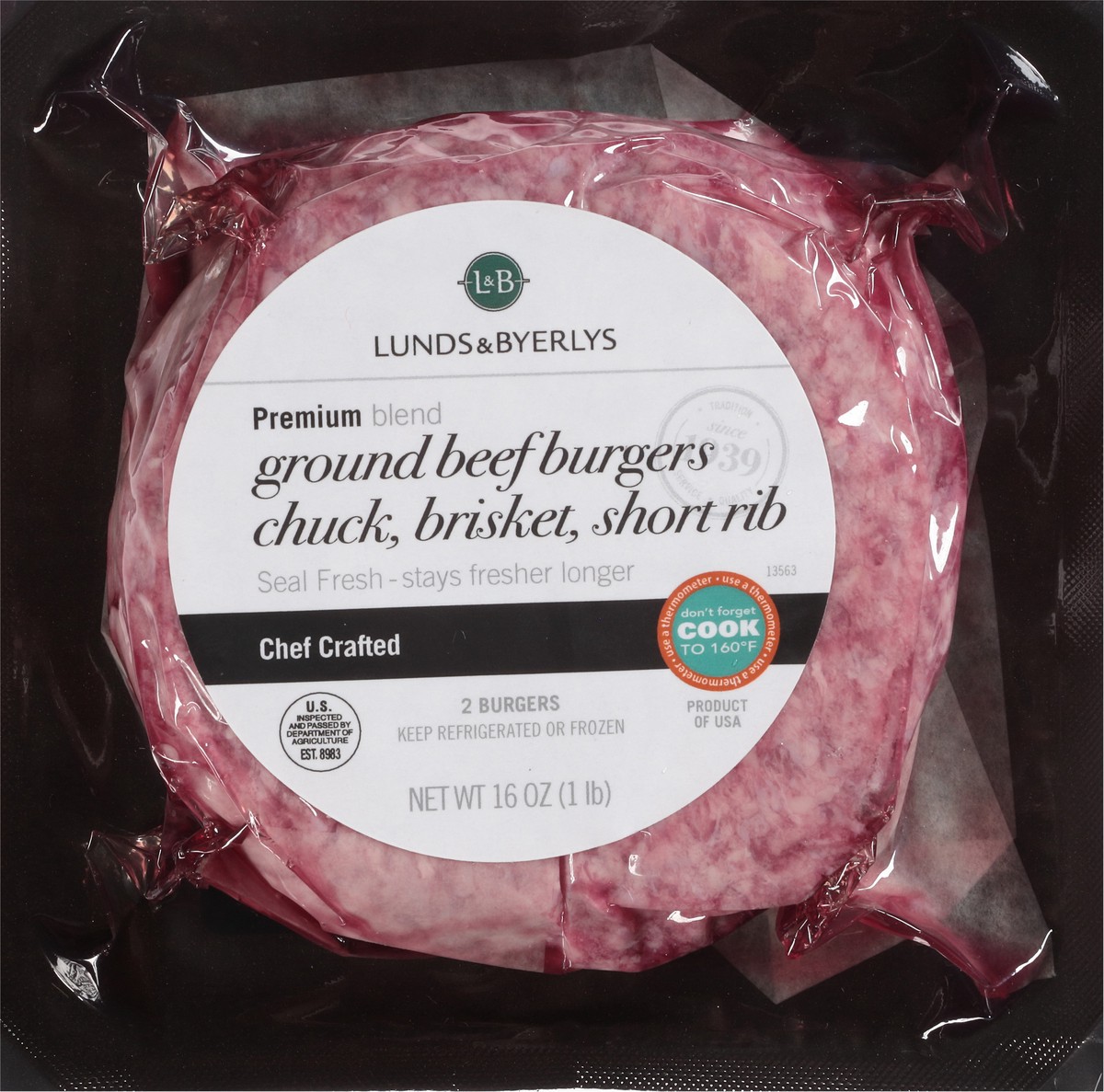 slide 9 of 9, Lunds & Byerlys Premium Blend Ground Beef Chuck Brisket Short Rib Burgers 2 ea, 2 ct