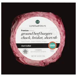 Lunds & Byerlys Premium Blend Ground Beef Chuck Brisket Short Rib Burgers 2 ea