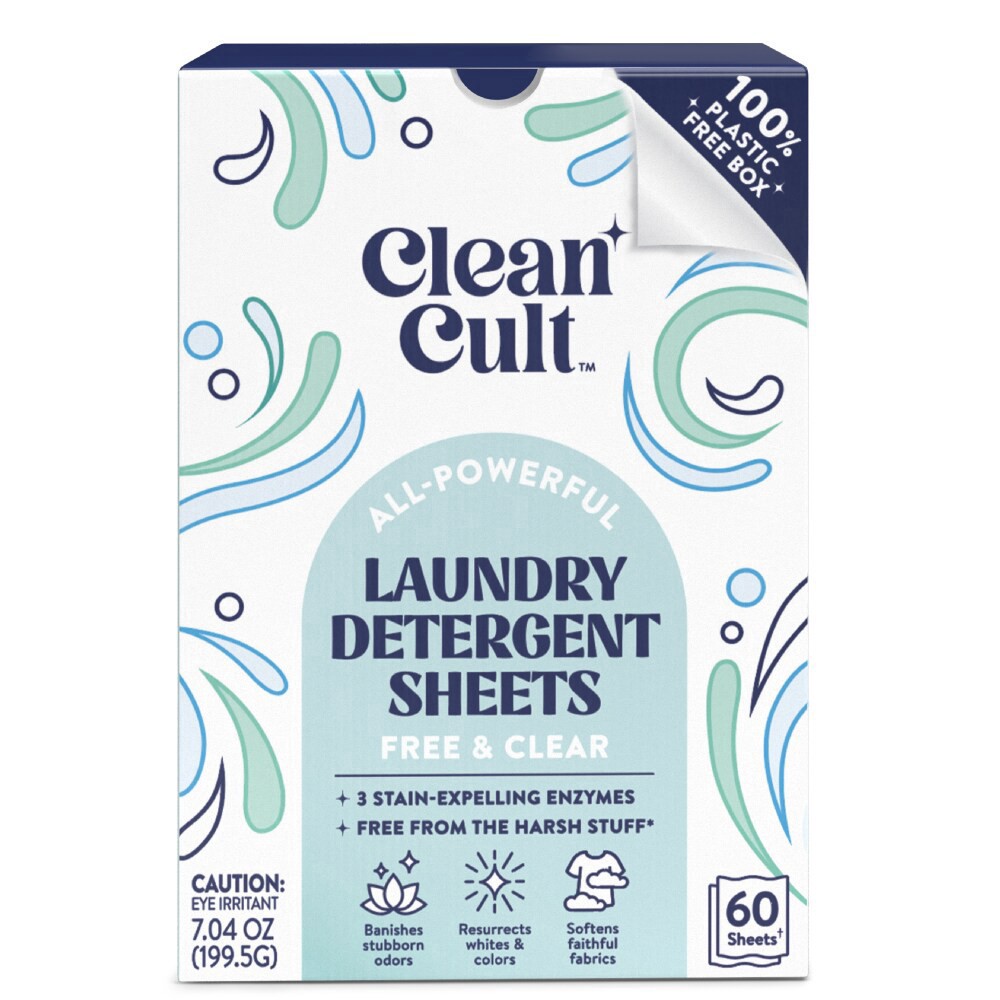 slide 2 of 2, Cleancult™ All-Powerful Laundry Detergent Sheets Free & Clear, 60 ct