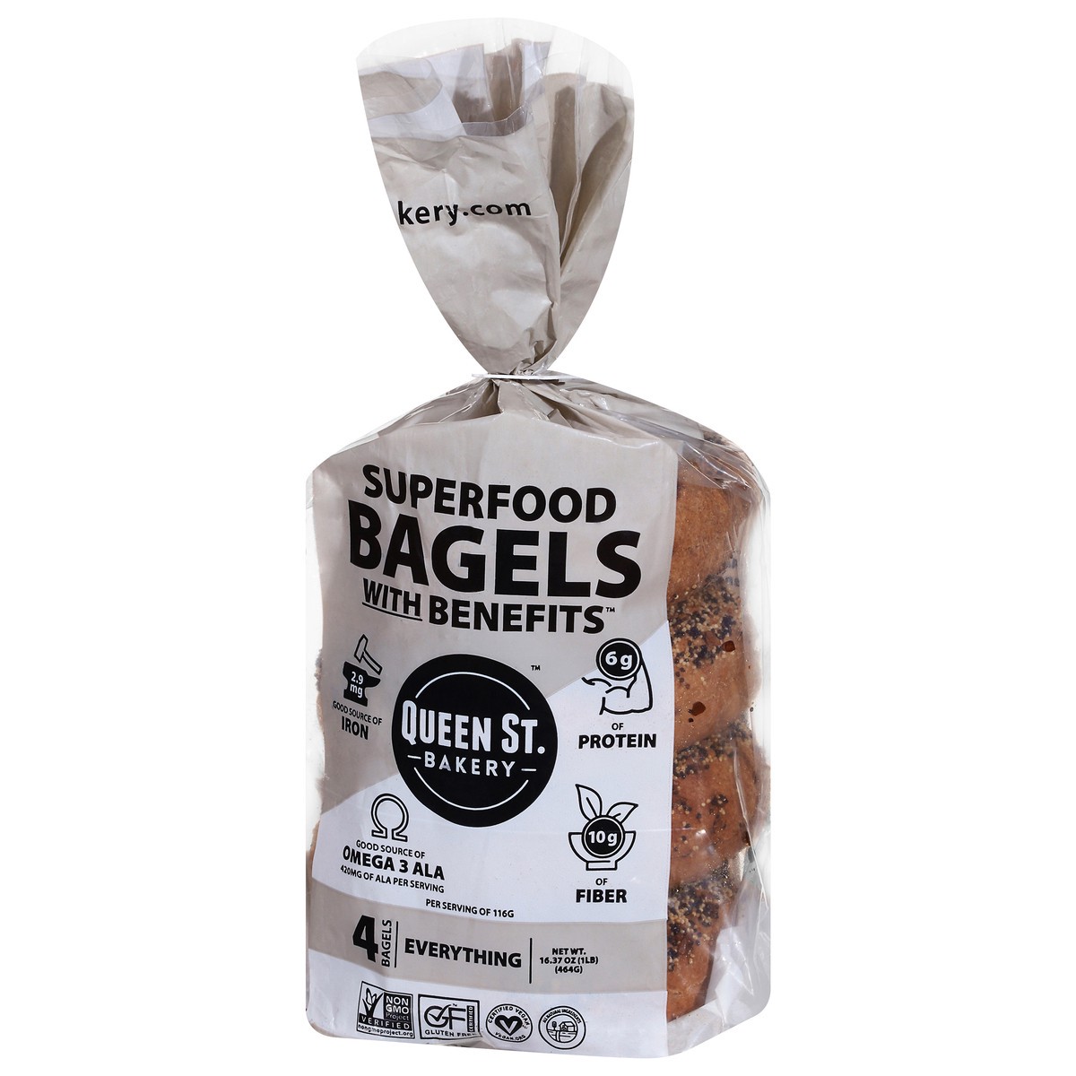 slide 11 of 13, Queen St. Bakery Superfood Everything Bagels with Benefits 4 ea, 4 ct