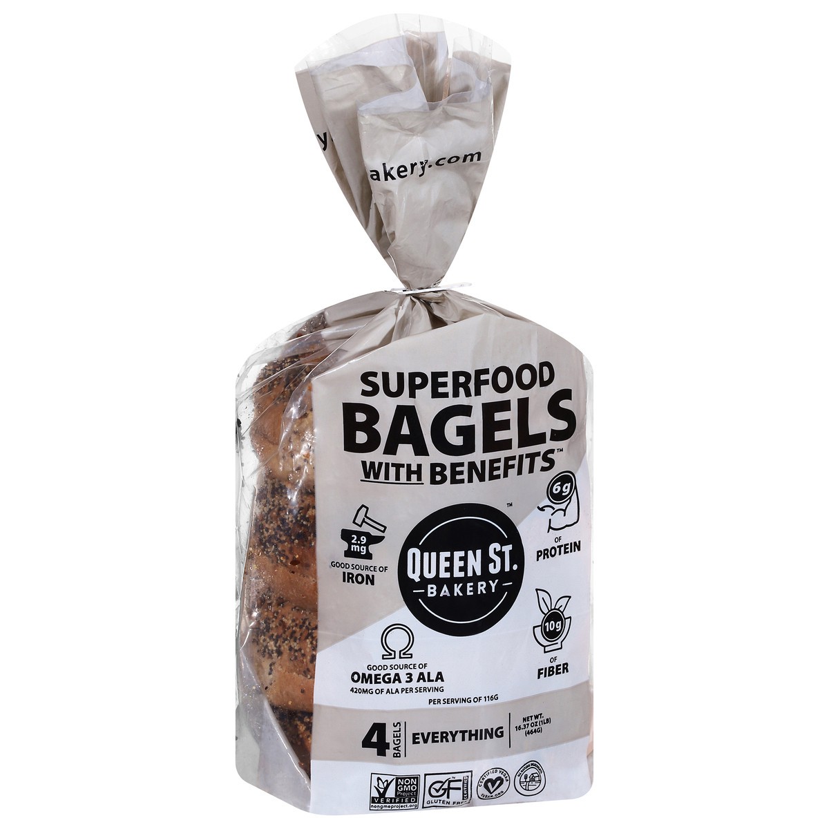 slide 6 of 13, Queen St. Bakery Superfood Everything Bagels with Benefits 4 ea, 4 ct