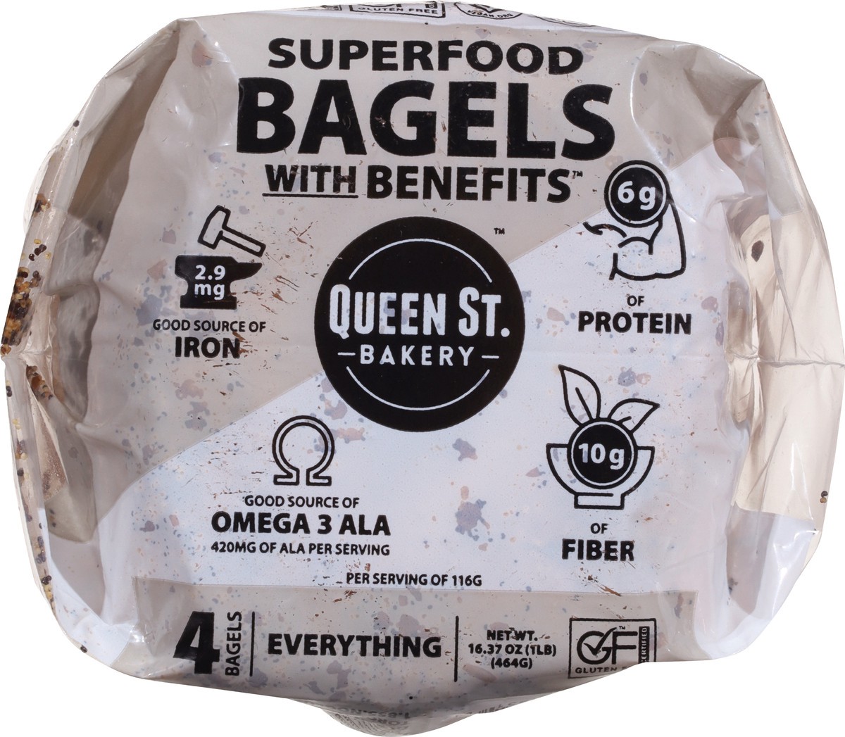 slide 4 of 13, Queen St. Bakery Superfood Everything Bagels with Benefits 4 ea, 4 ct