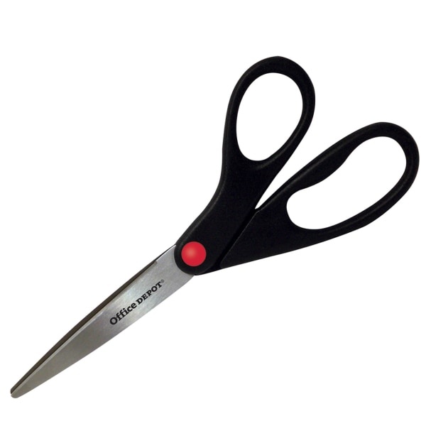 slide 1 of 1, Office Depot Brand Scissors, 8'' Straight, Black, 1 ct