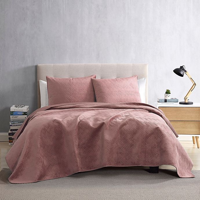 slide 1 of 3, Brielle Hayden Velvet Twin Quilt Set - Blush, 2 ct