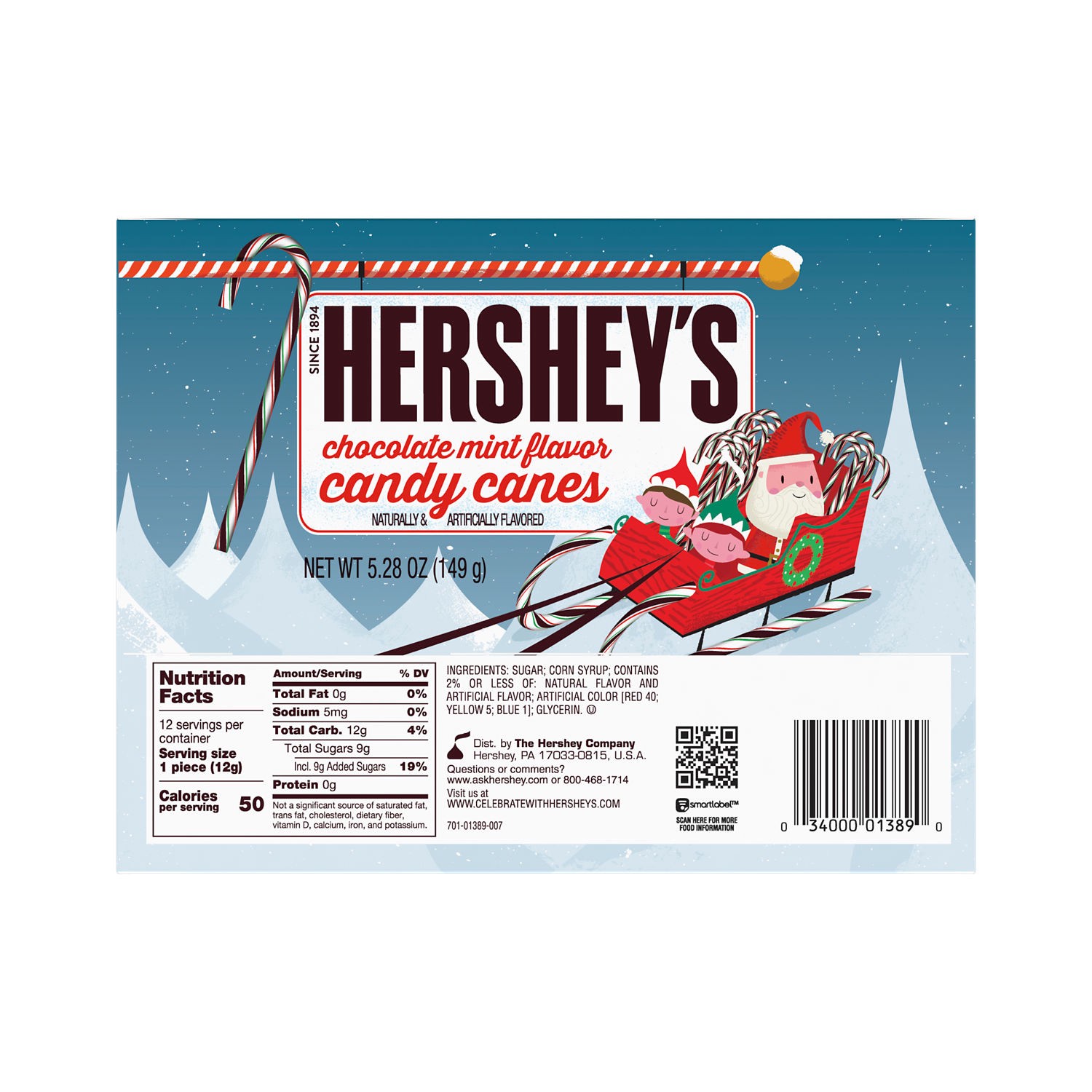 slide 7 of 8, Hershey's Chocolate Mint Flavored, Christmas Candy Canes Box, 5.28 oz (12 Pieces), 5.28 oz