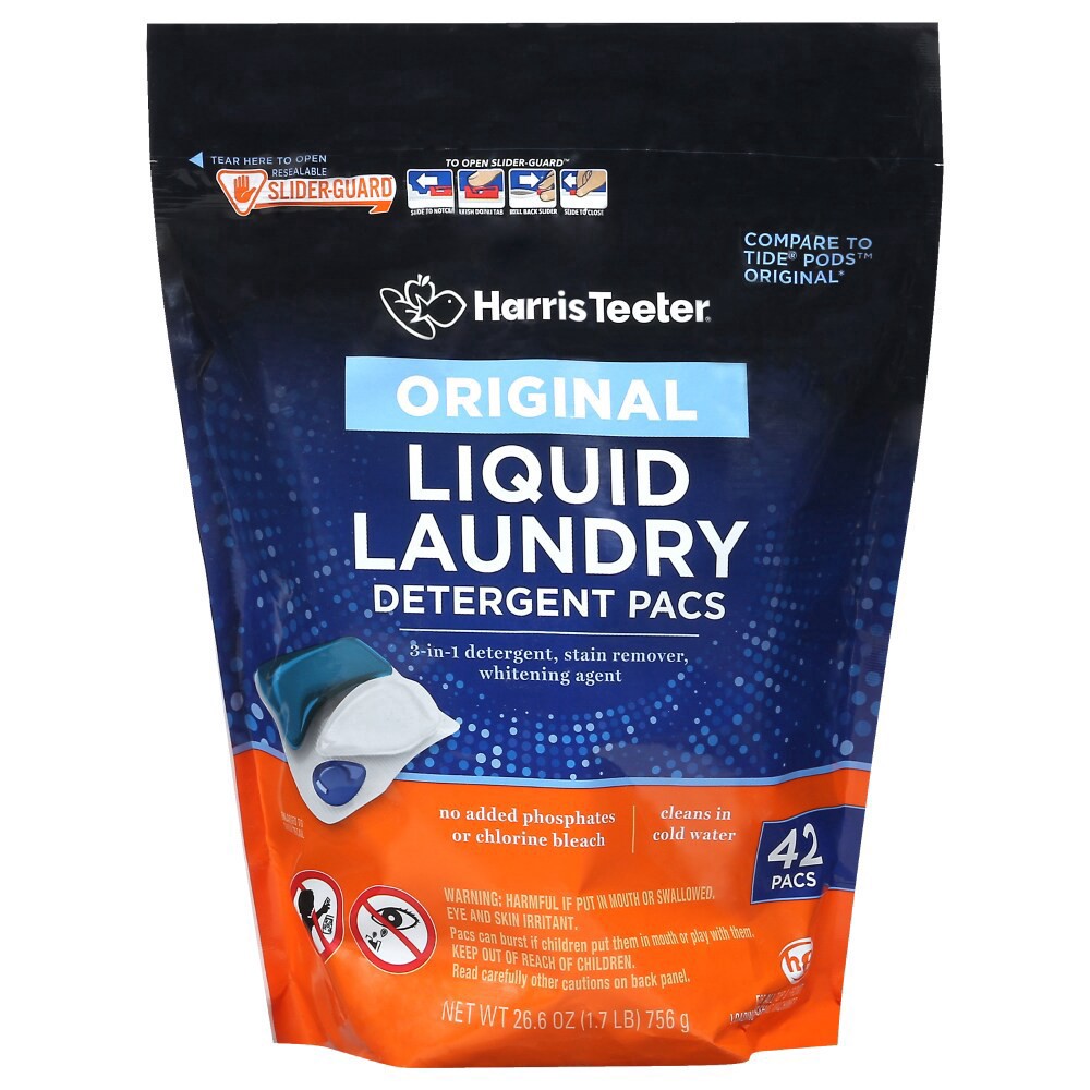 slide 2 of 2, Harris Teeter® Original Liquid Laundry Detergent Pacs, 42 ct