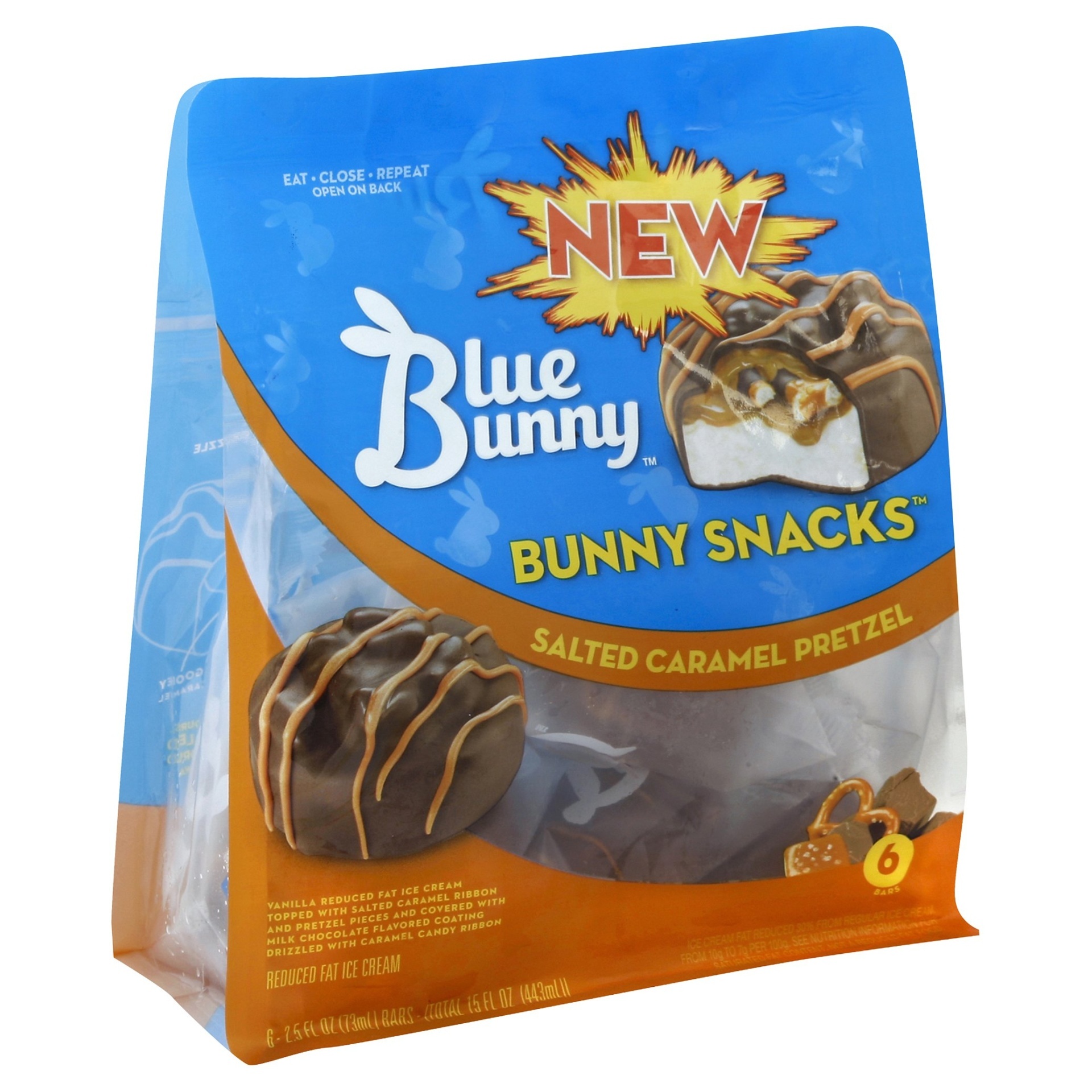 slide 1 of 1, Blue Bunny Bunny Snacks Salted Caramel Pretzel Ice Cream Snack, 6 ct; 2.5 fl oz