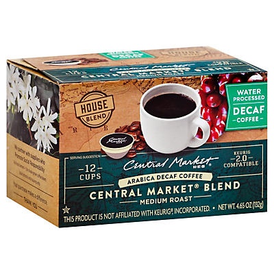 slide 1 of 1, Central Market Blend Decaf Medium Roast Single Serve Coffee Cups - 12 ct, 12 ct