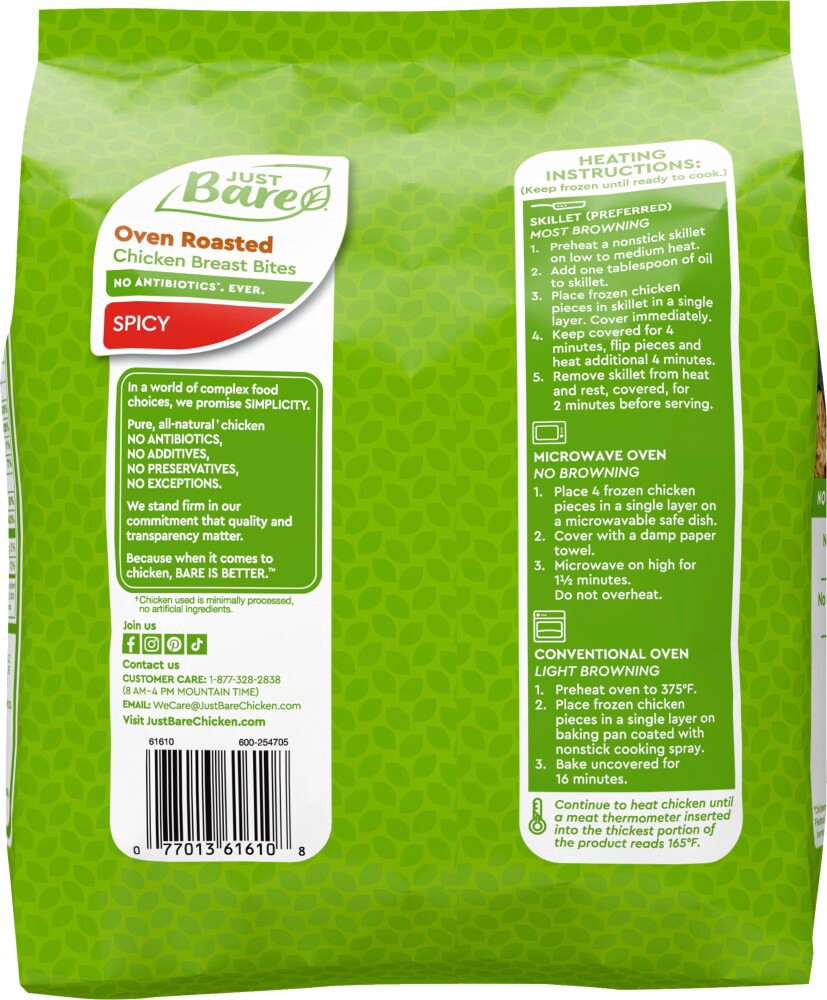 slide 2 of 4, Just Bare® Spicy Oven Roasted Chicken Breast Bites, 19.2 oz