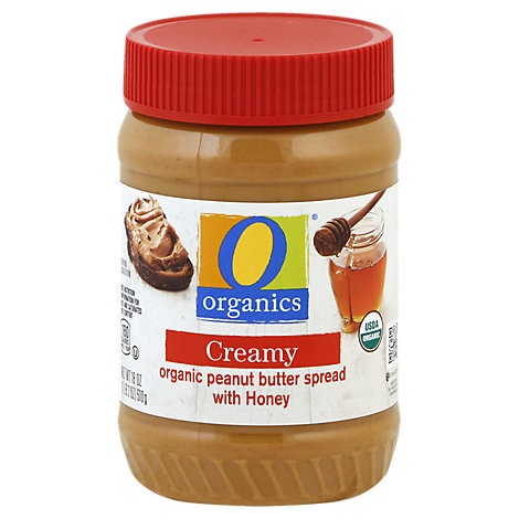 slide 1 of 1, O Organics Peanut Butter Honey No Stir, 18 oz