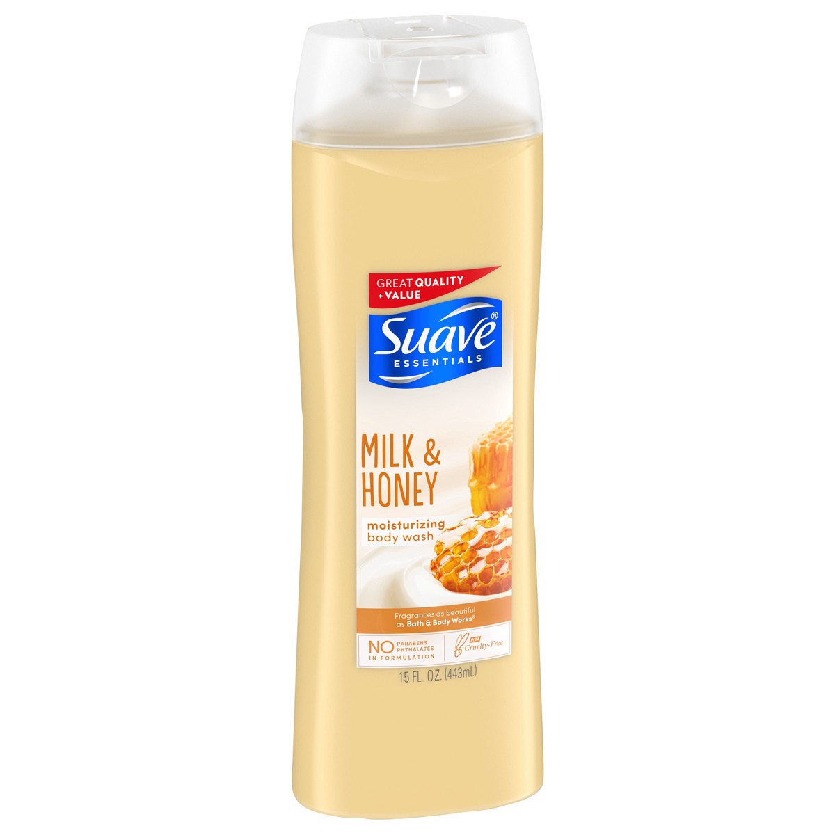 slide 4 of 5, Suave Milk & Honey Essentials Body Wash, 15 fl oz