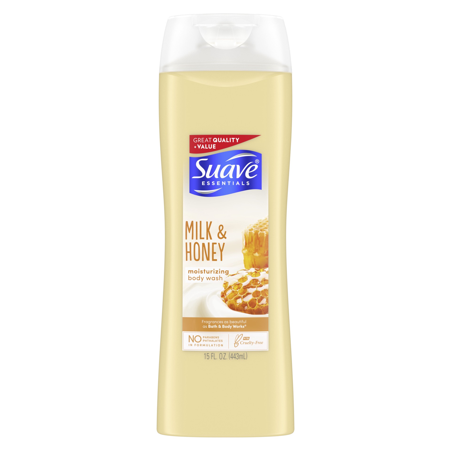 slide 1 of 5, Suave Milk & Honey Essentials Body Wash, 15 fl oz
