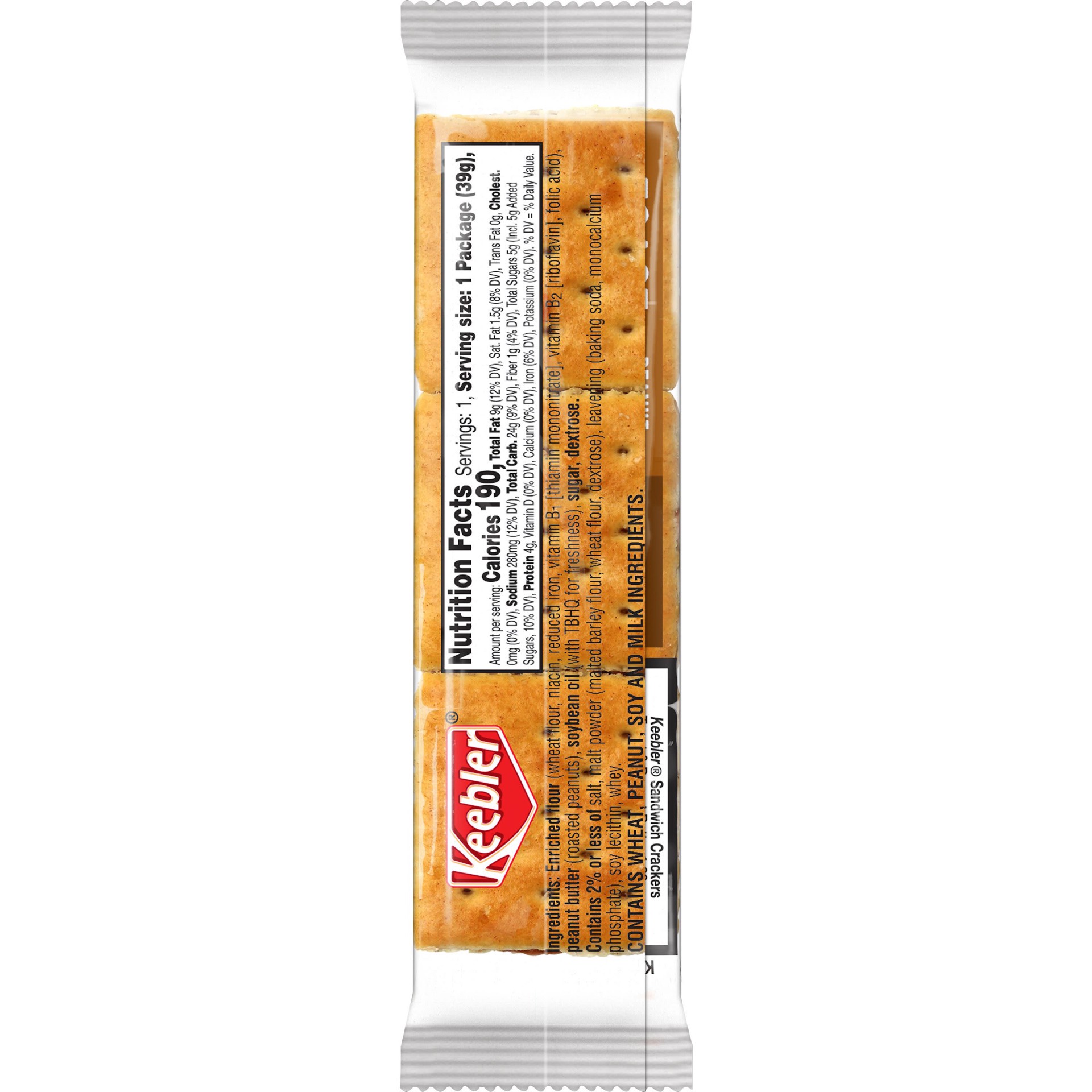 slide 5 of 5, Keebler Sandwich Crackers, Toast and Peanut Butter, 1.38 oz, 1.38 oz