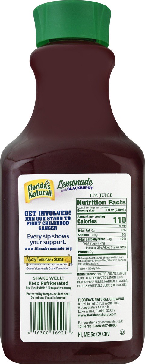 slide 5 of 9, Florida's Natural Lemonade with Blackberry - 59 fl oz, 59 fl oz