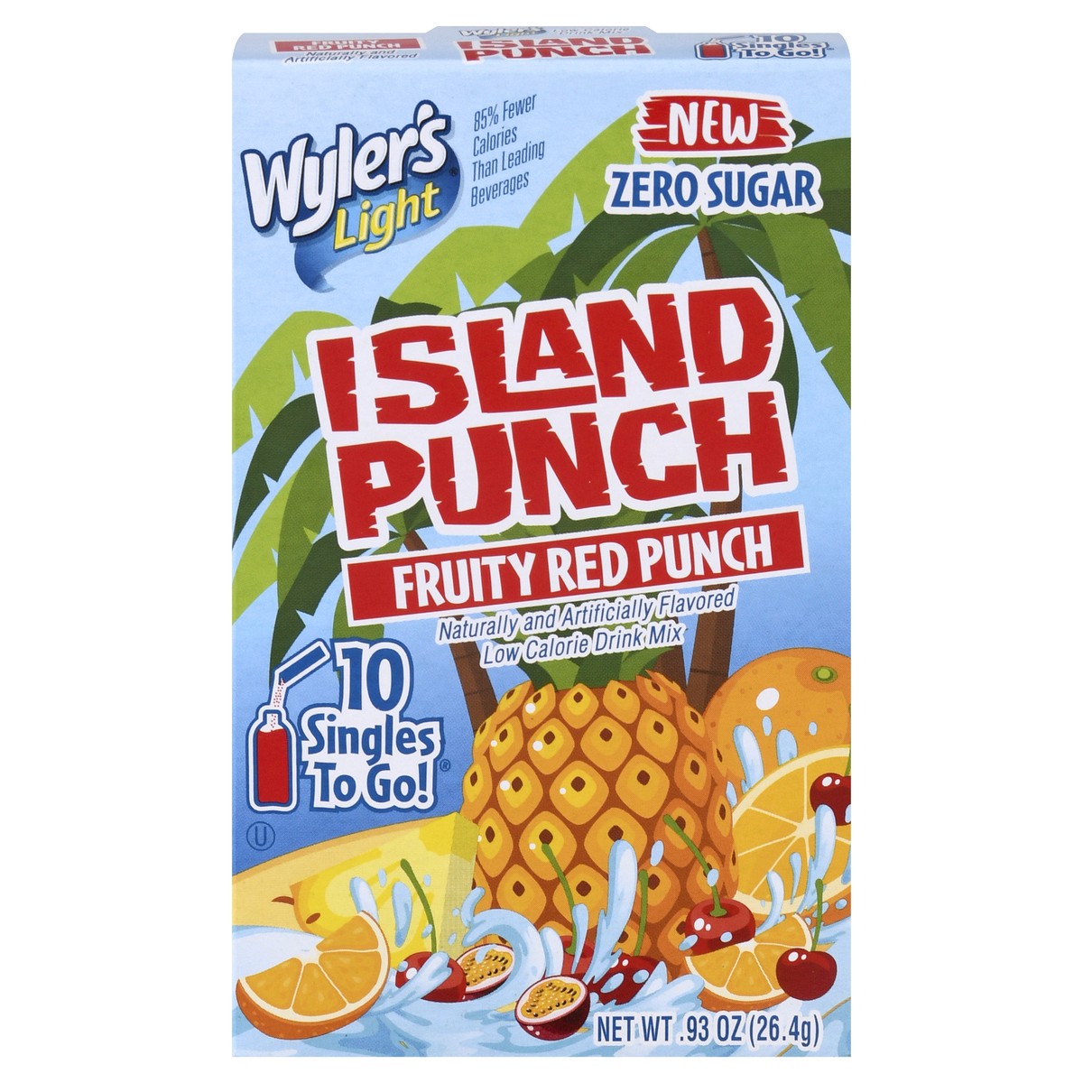 slide 1 of 10, Wyler's Hawaiian Punch Island Punch Fruity Red Water Enhancer, 10 ct