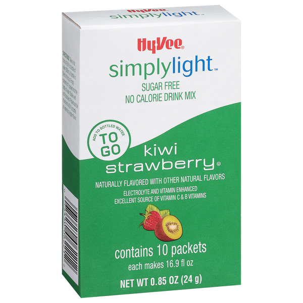 slide 1 of 1, Hy-vee Simplylight, Kiwi Strawberry Low Calorie Drink Mix To Go - 10 ct; 2 oz, 10 ct; 2 oz
