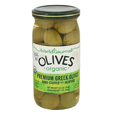 slide 1 of 1, World Gourmet Organic Olives Stuffed with Jalapenos, 12.3 oz