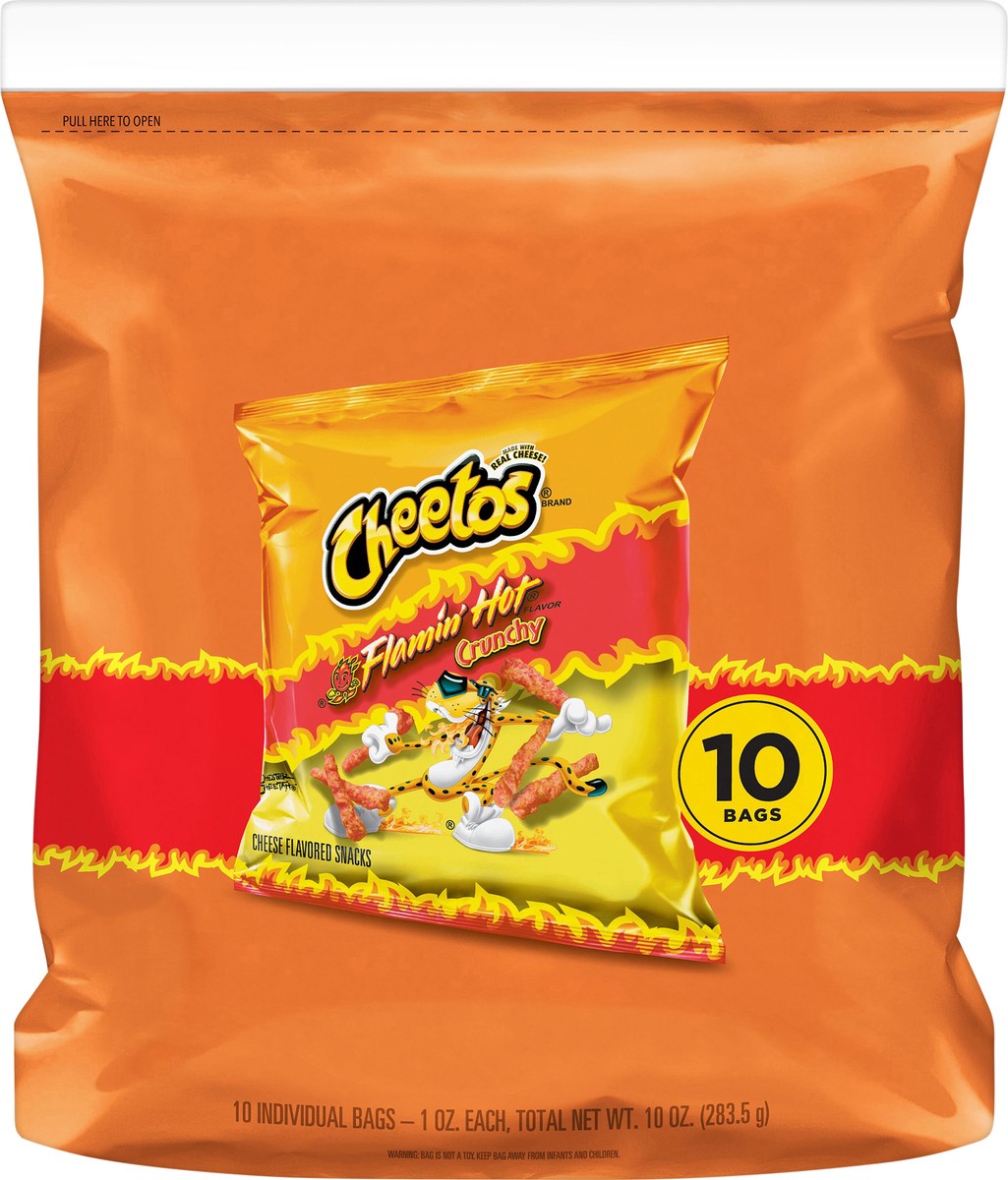 slide 6 of 8, Cheetos Crunchy Cheese Flavored Snacks Flamin' Hot 1 Oz 10 Count, 10 ct; 1 oz