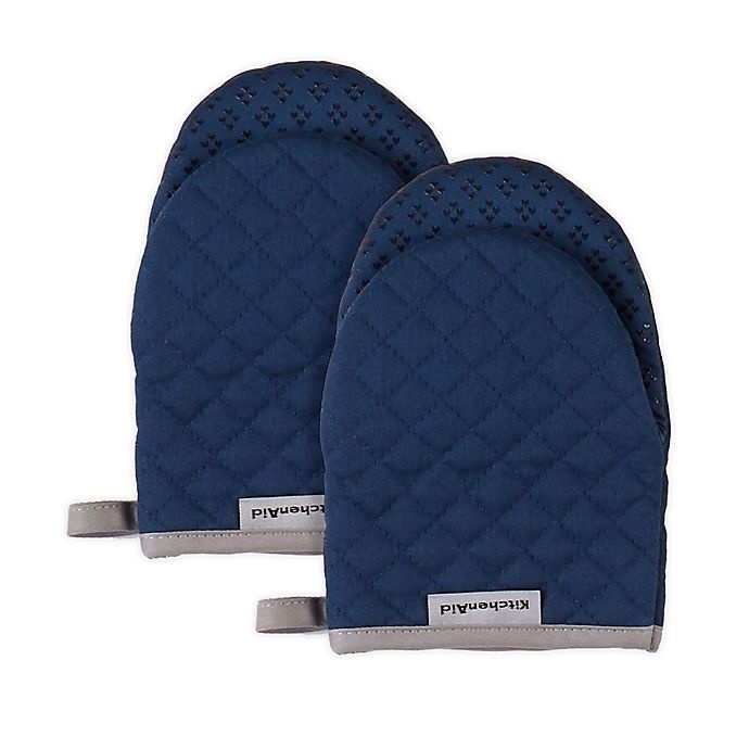 slide 1 of 4, KitchenAid Asteroid Diamond Mini Oven Mitts - Blue, 2 ct