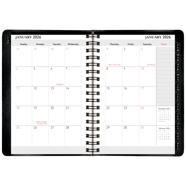 slide 2 of 7, Office Depot Brand Weekly Monthly Planner, 4"" x 6"", Black, January 2026 to December 2026, OD71150026, 1 ct