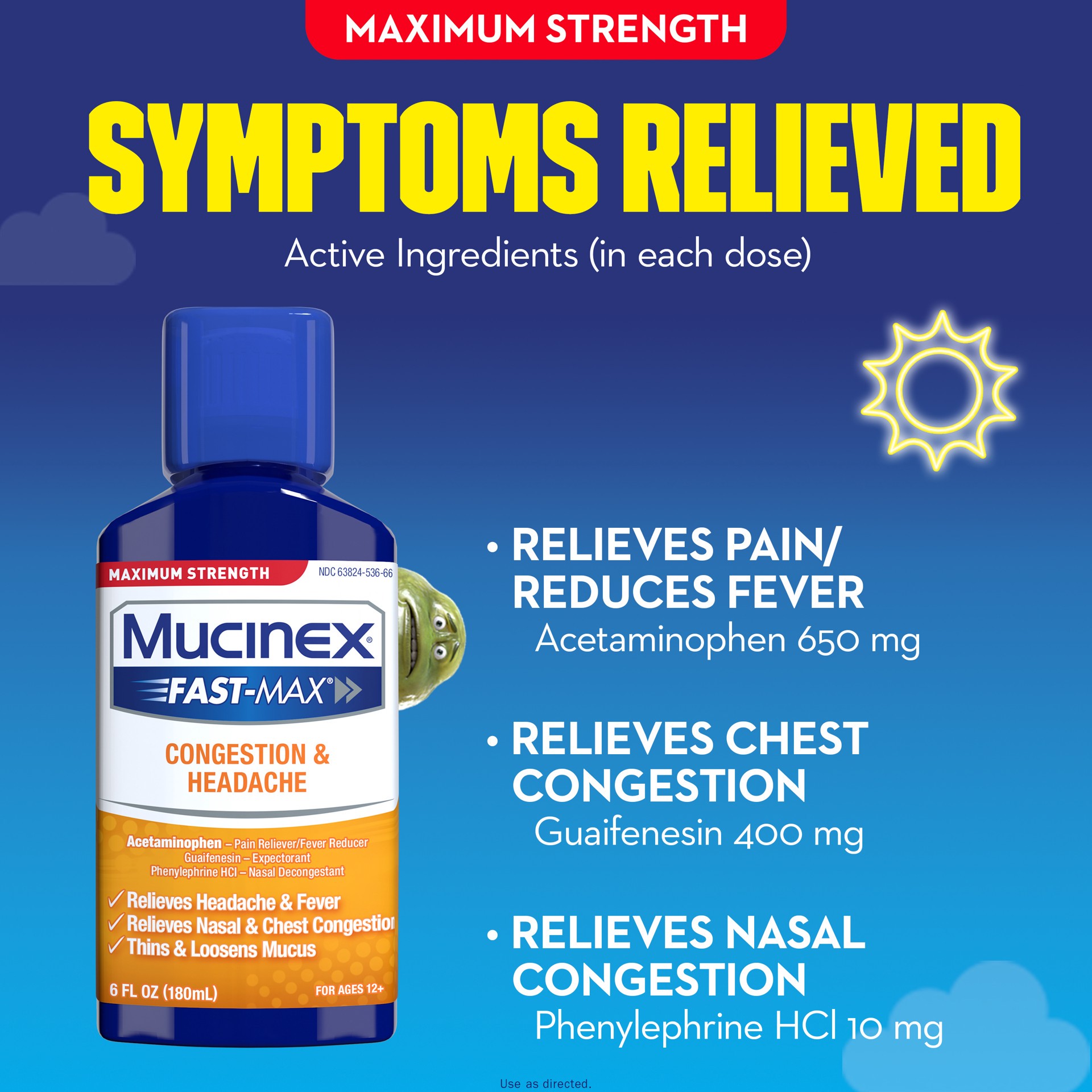 slide 3 of 5, Mucinex Fast-Max Adult Congestion & Headache Liquid, 6 Ounce, 6 oz