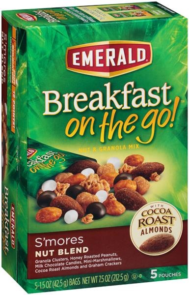 slide 1 of 1, Emerald Breakfast On The Go! Berry Nut Blend Nut & Granola Mix Pouches, 5 ct