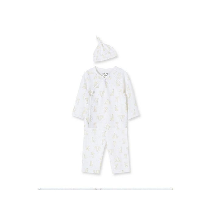 slide 3 of 4, Little Me Newborn Giraffe Long Sleeve Shirt, Pant, and Hat Set - White, 3 ct