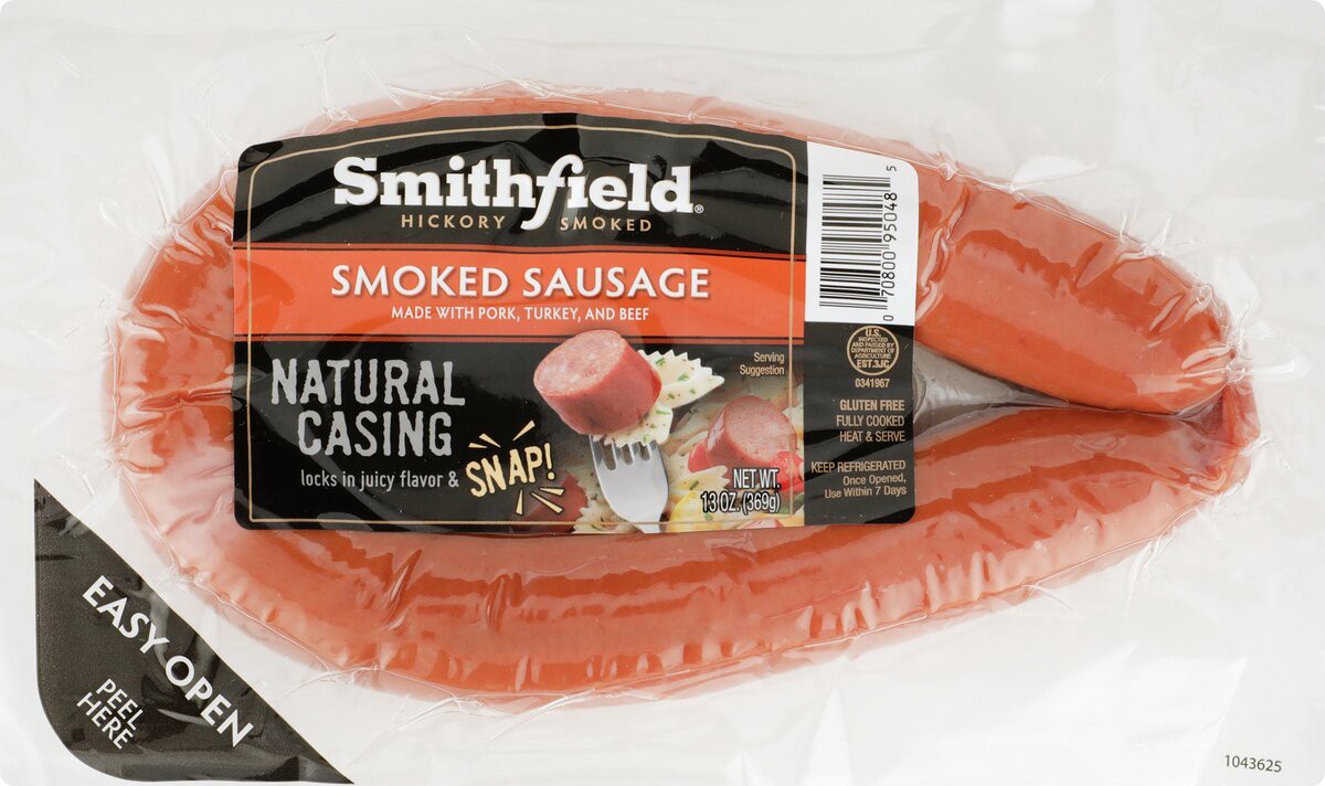 slide 3 of 8, Smithfield® smoked sausage, 13 oz