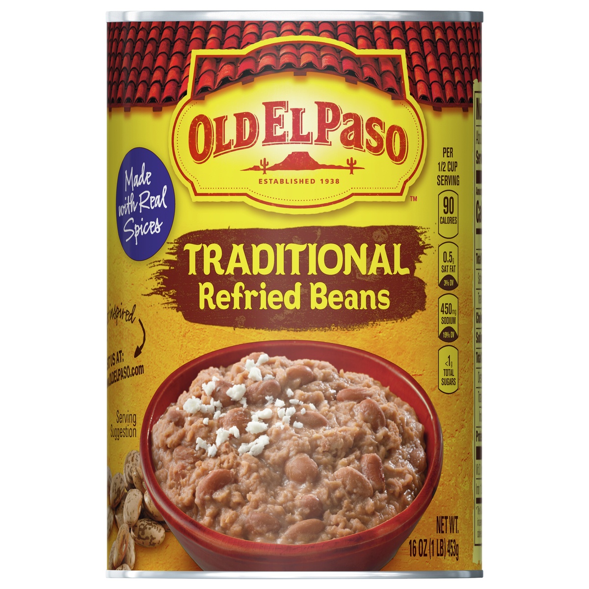 slide 1 of 1, Old El Paso Traditional Refried Beans, 16 oz., 16 oz