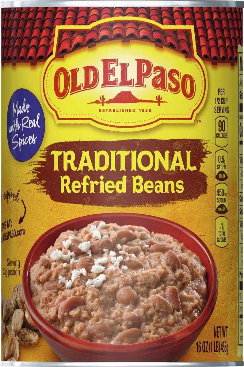 slide 6 of 9, Old El Paso Traditional Canned Refried Beans, 16 oz., 16 oz
