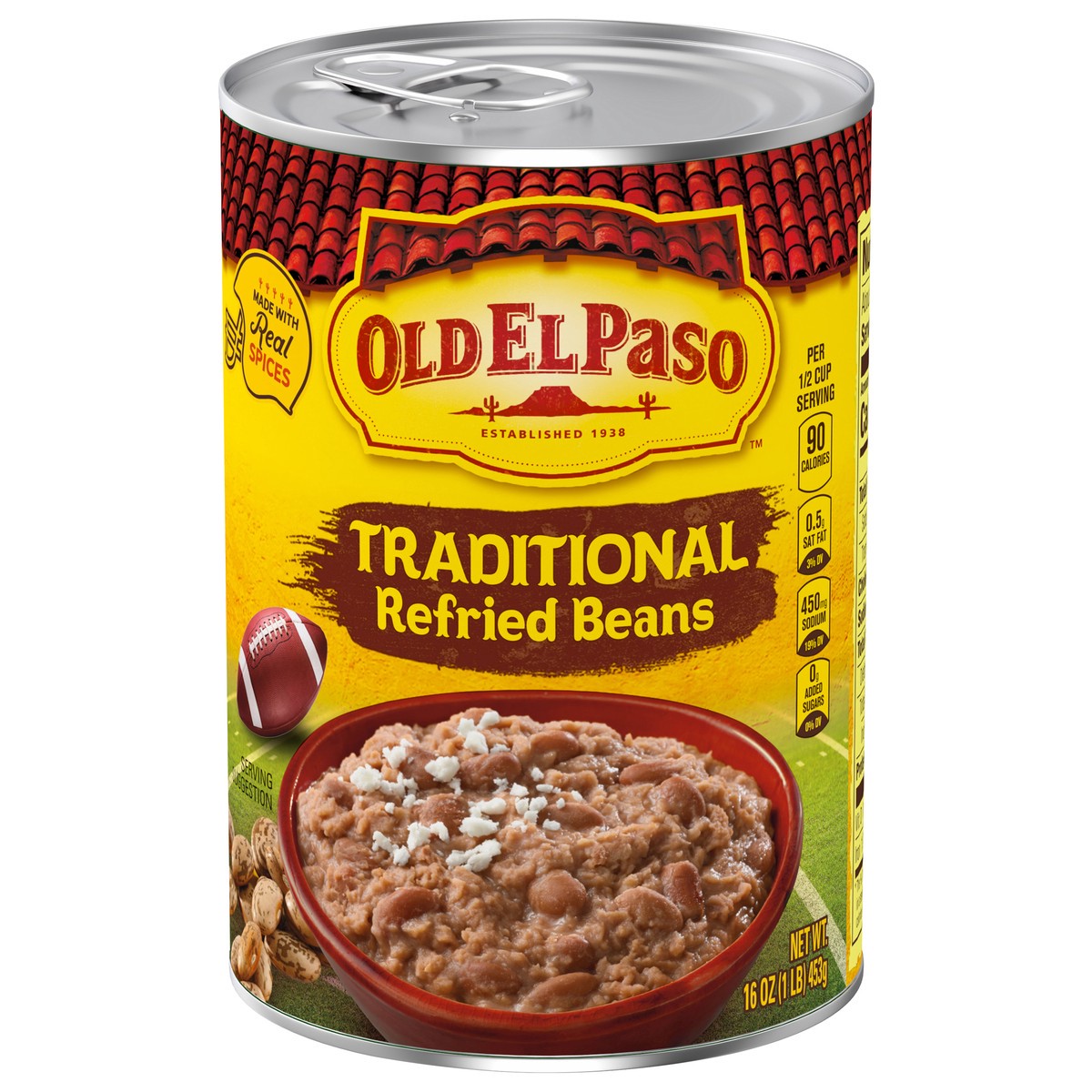 slide 1 of 9, Old El Paso Traditional Canned Refried Beans, 1 Can, 16 oz, 16 oz