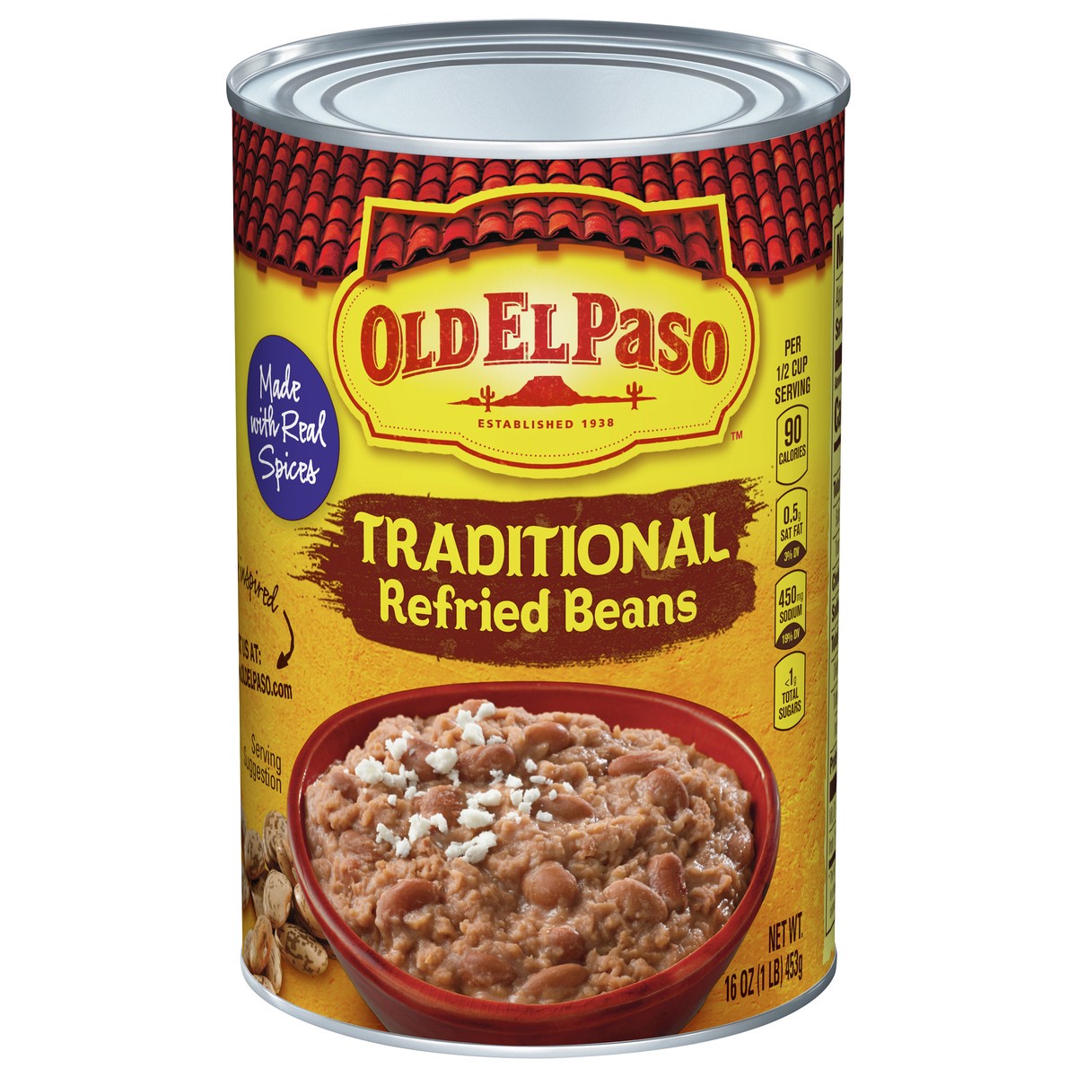 slide 1 of 9, Old El Paso Traditional Canned Refried Beans, 16 oz., 16 oz