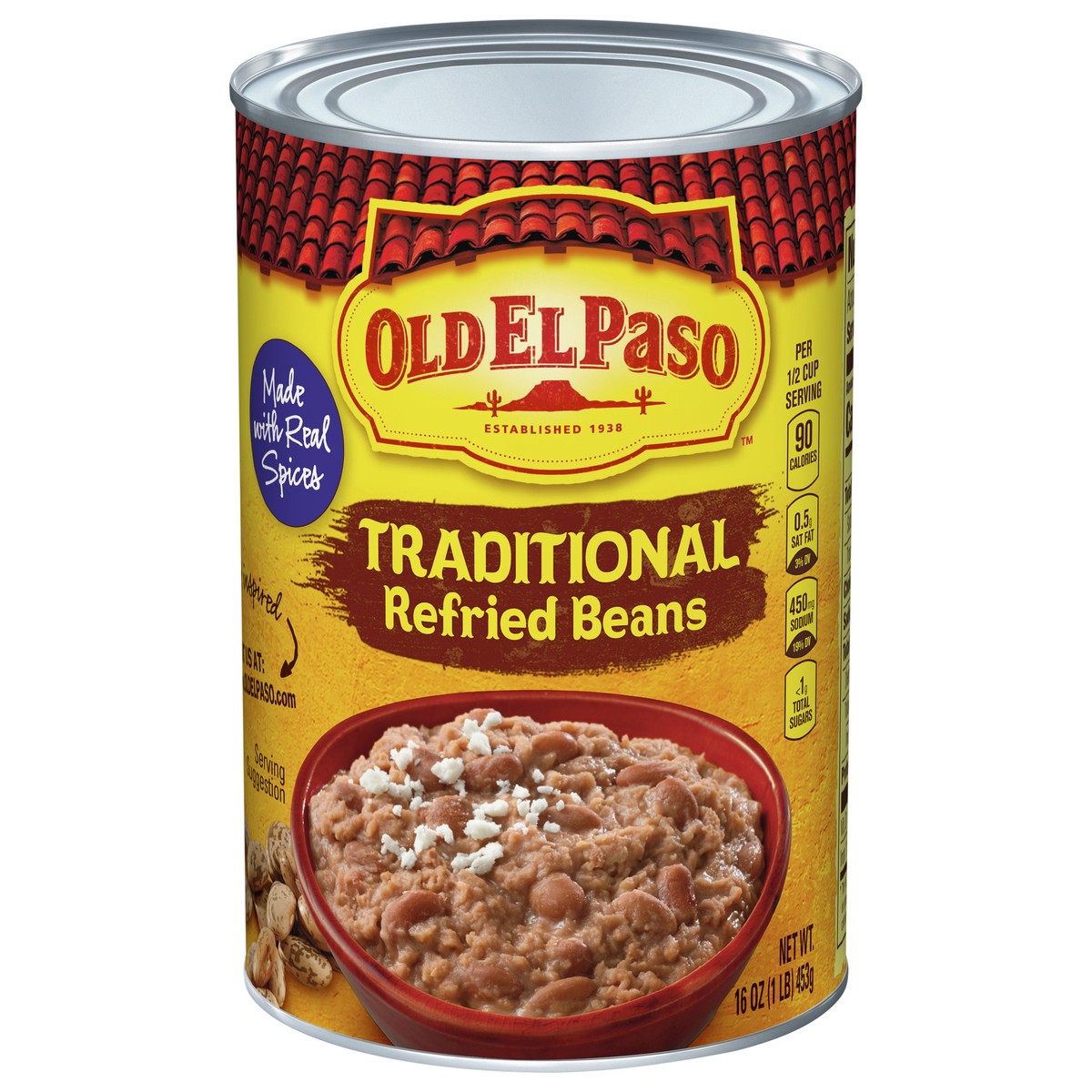 slide 1 of 9, Old El Paso Traditional Canned Refried Beans, 1 Can- 16 oz, 16 oz