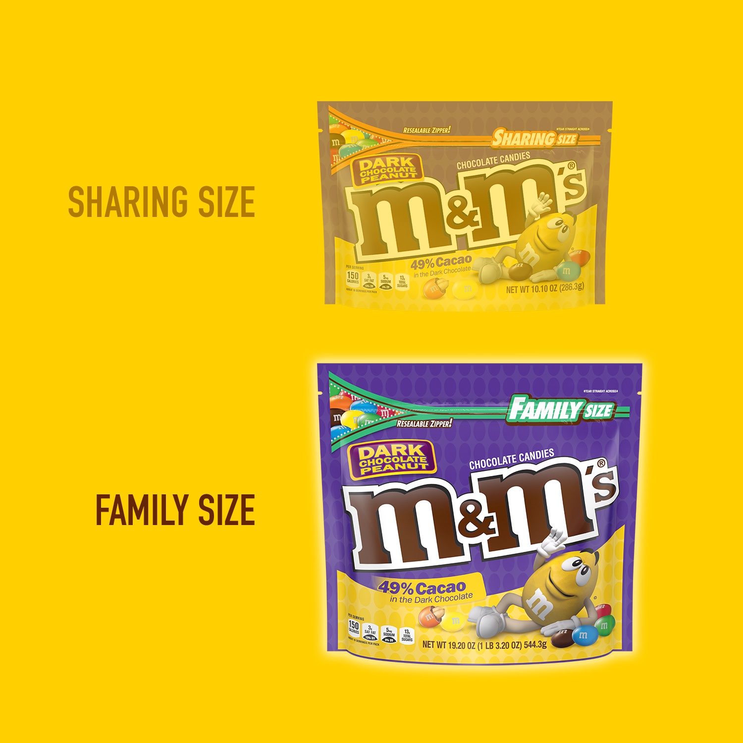 slide 2 of 7, M&M'S Peanut Dark Chocolate Candy Family Size, 19.2 oz