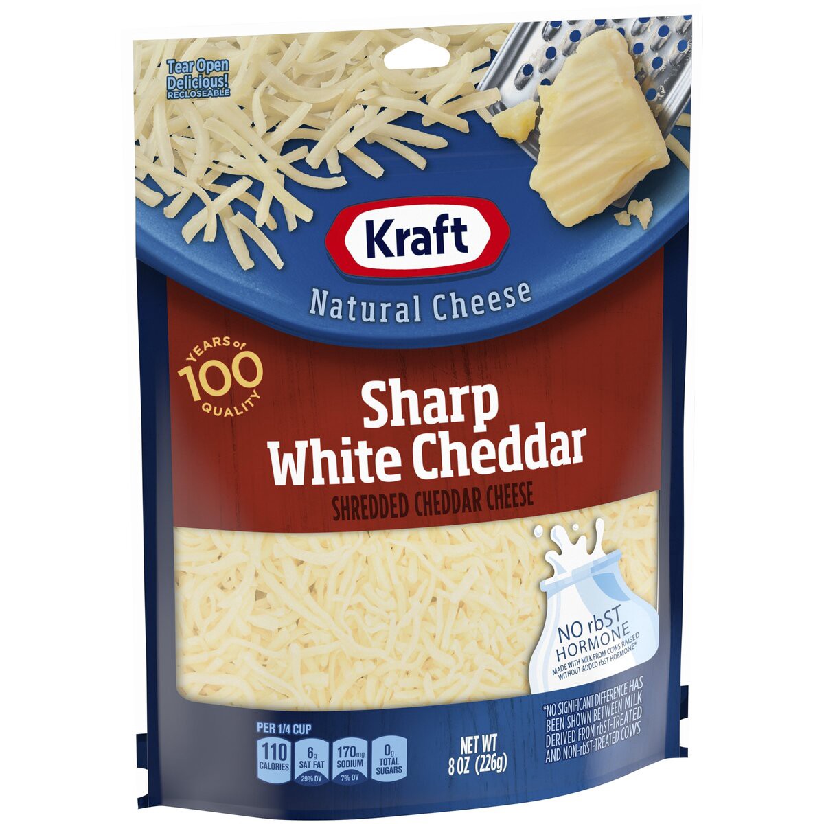 slide 2 of 8, Kraft Sharp White Cheddar Shredded Cheese, 8 oz