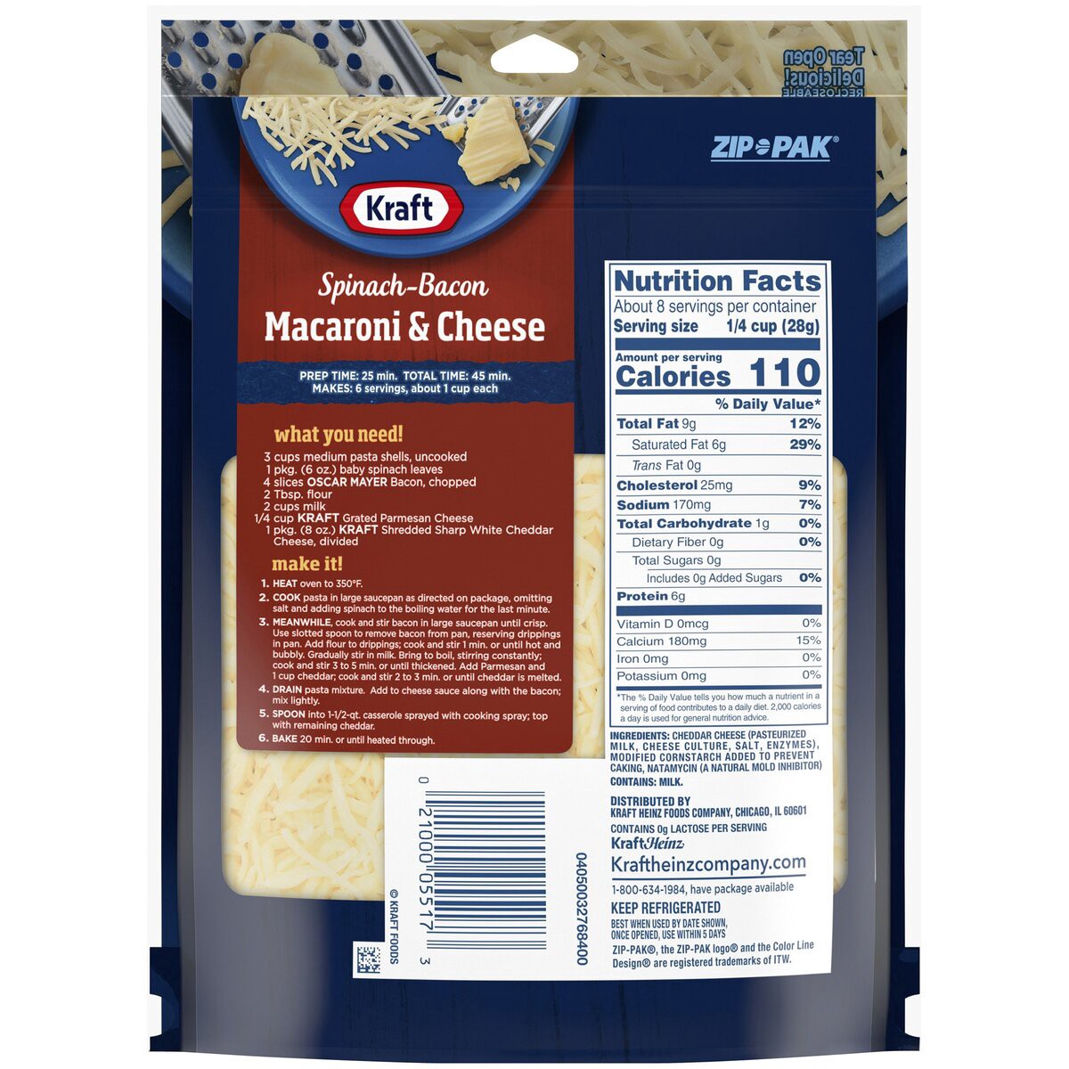 slide 8 of 8, Kraft Sharp White Cheddar Shredded Cheese, 8 oz