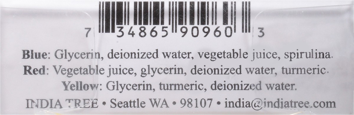 slide 5 of 12, India Tree Vegetable Colorants Red/Yellow/Blue Decorating Set 1.265 oz, 1.26 oz
