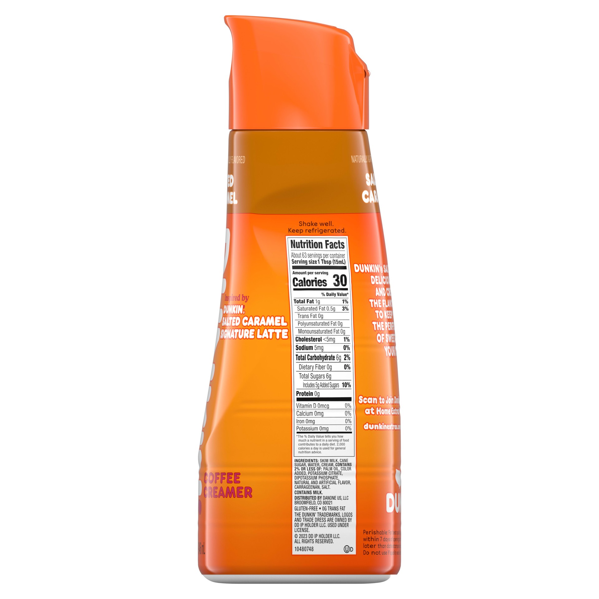 slide 3 of 5, Dunkin' Salted Caramel Coffee Creamer, 32 FL OZ Bottle, 32 fl oz