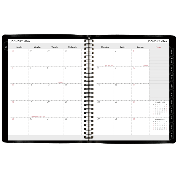 slide 5 of 7, Office Depot Brand Weekly Monthly Planner, 7"" x 9"", Black, January 2026 to December 2026, OD71200026, 1 ct