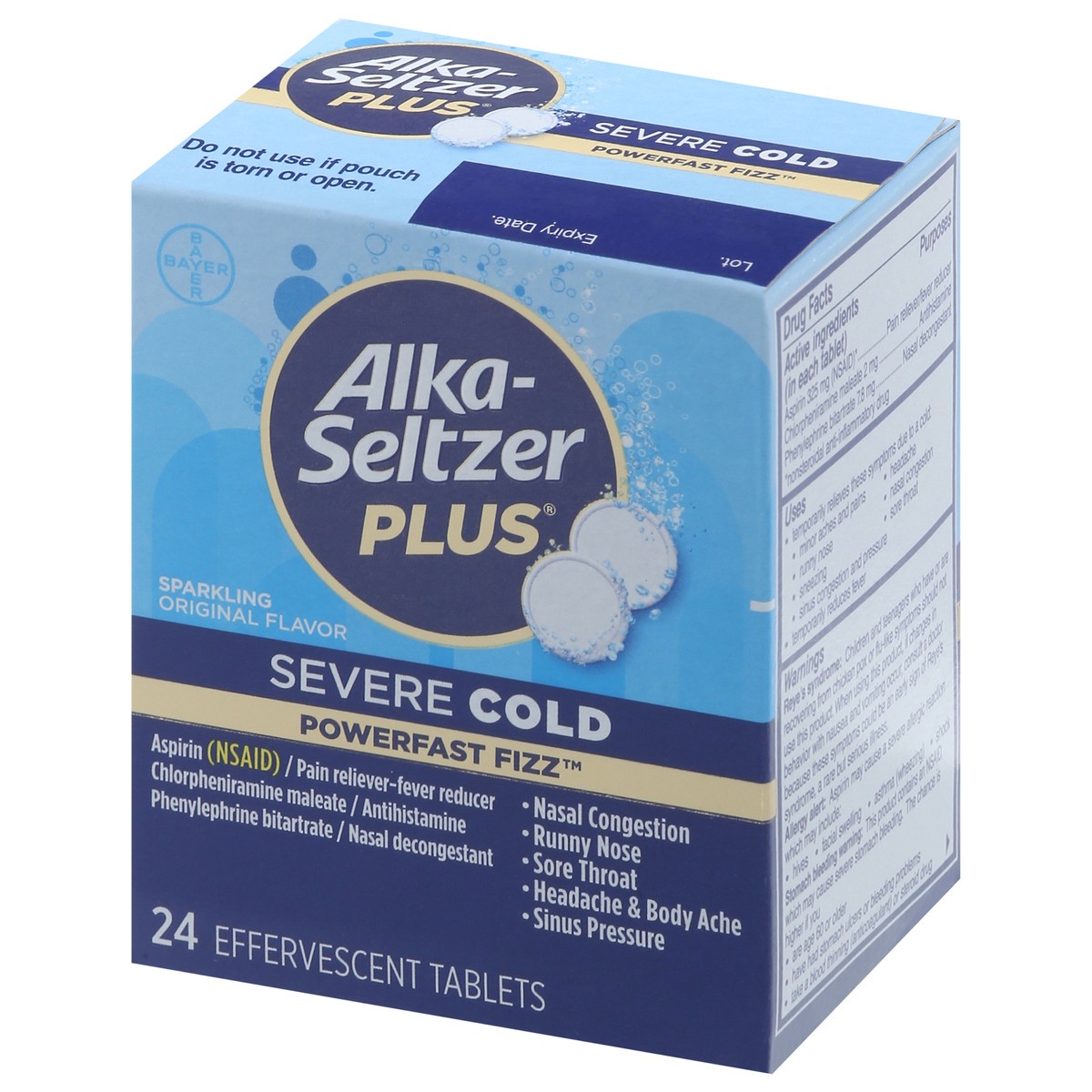 slide 12 of 12, Alka-Seltzer PowerFast Fizz Sparkling Original Flavor Severe Cold 24 Effervescent Tablets, 24 ct
