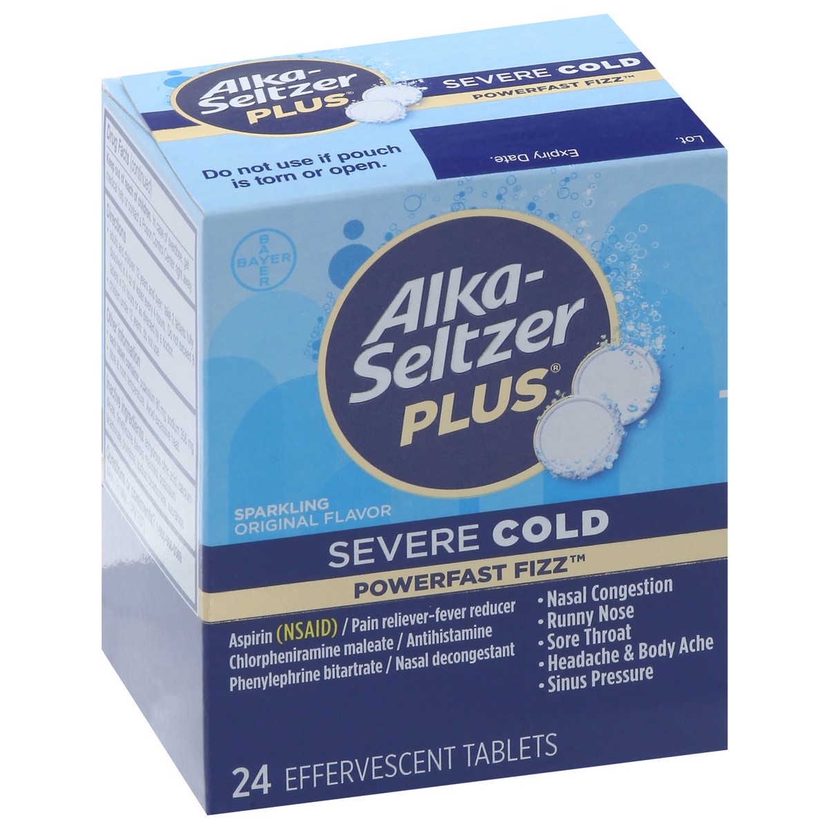 slide 7 of 12, Alka-Seltzer PowerFast Fizz Sparkling Original Flavor Severe Cold 24 Effervescent Tablets, 24 ct