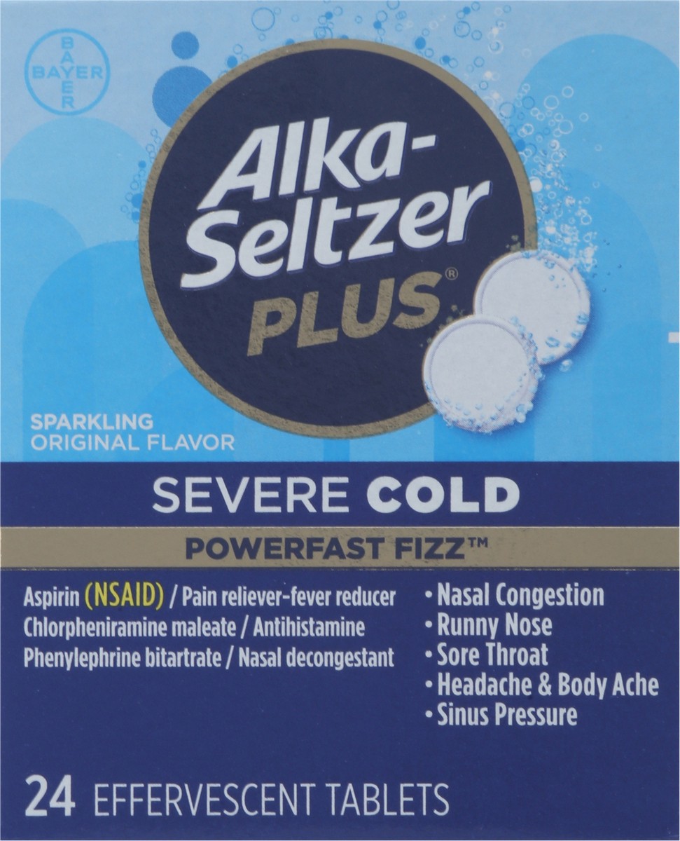 slide 3 of 12, Alka-Seltzer PowerFast Fizz Sparkling Original Flavor Severe Cold 24 Effervescent Tablets, 24 ct