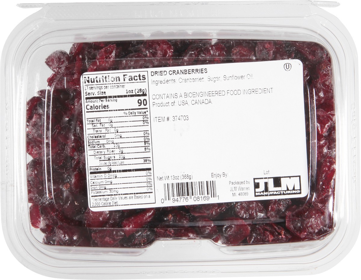 slide 6 of 9, JLM Manufacturing Dried Cranberries 13 oz, 13 oz