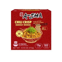 A-Sha Chili Crisp Squiggly Noodle, 4 Pack