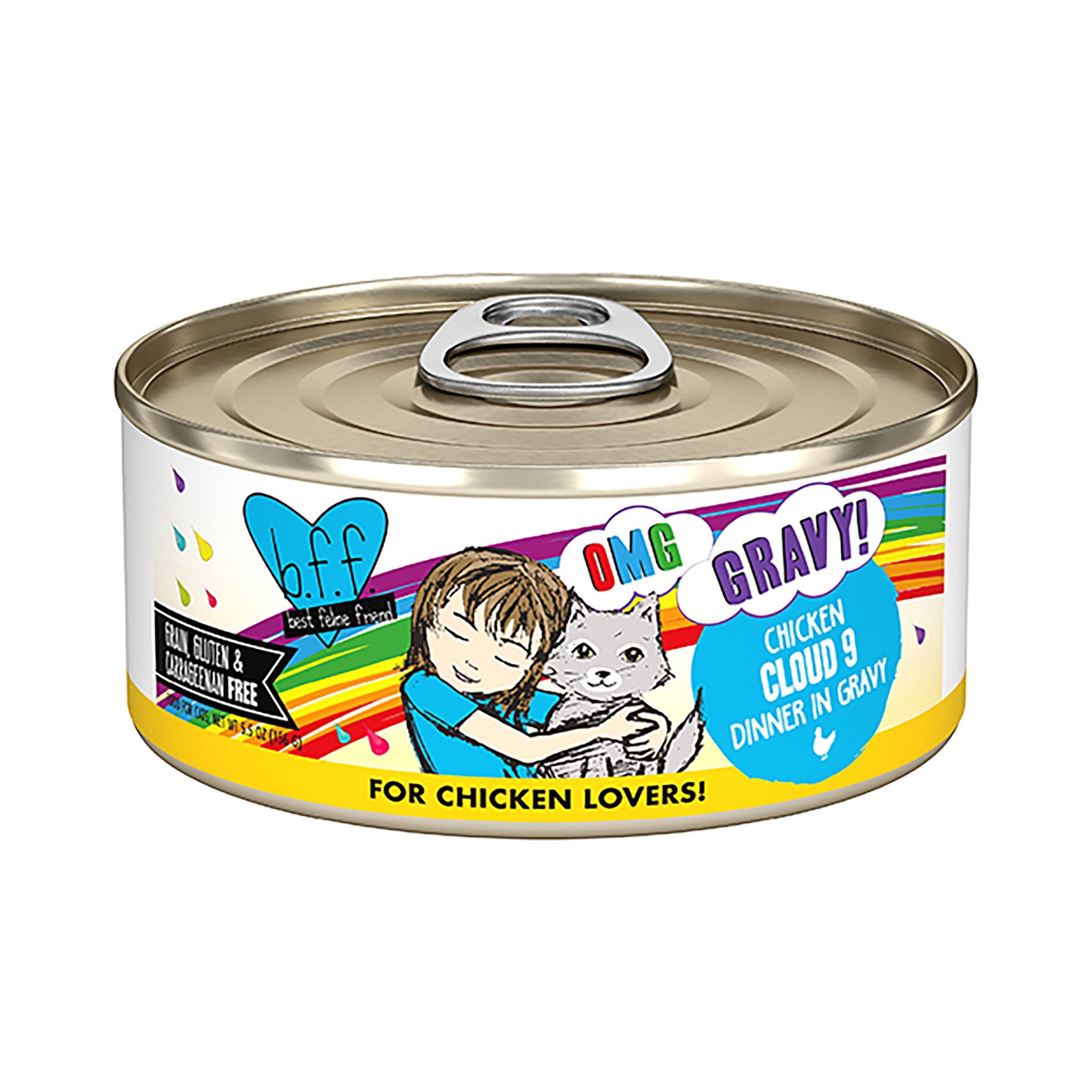 slide 1 of 1, B.F.F. OMG Cloud 9 Chicken Dinner in Gravy Wet Cat Food, 5.5 oz., 5.5 oz