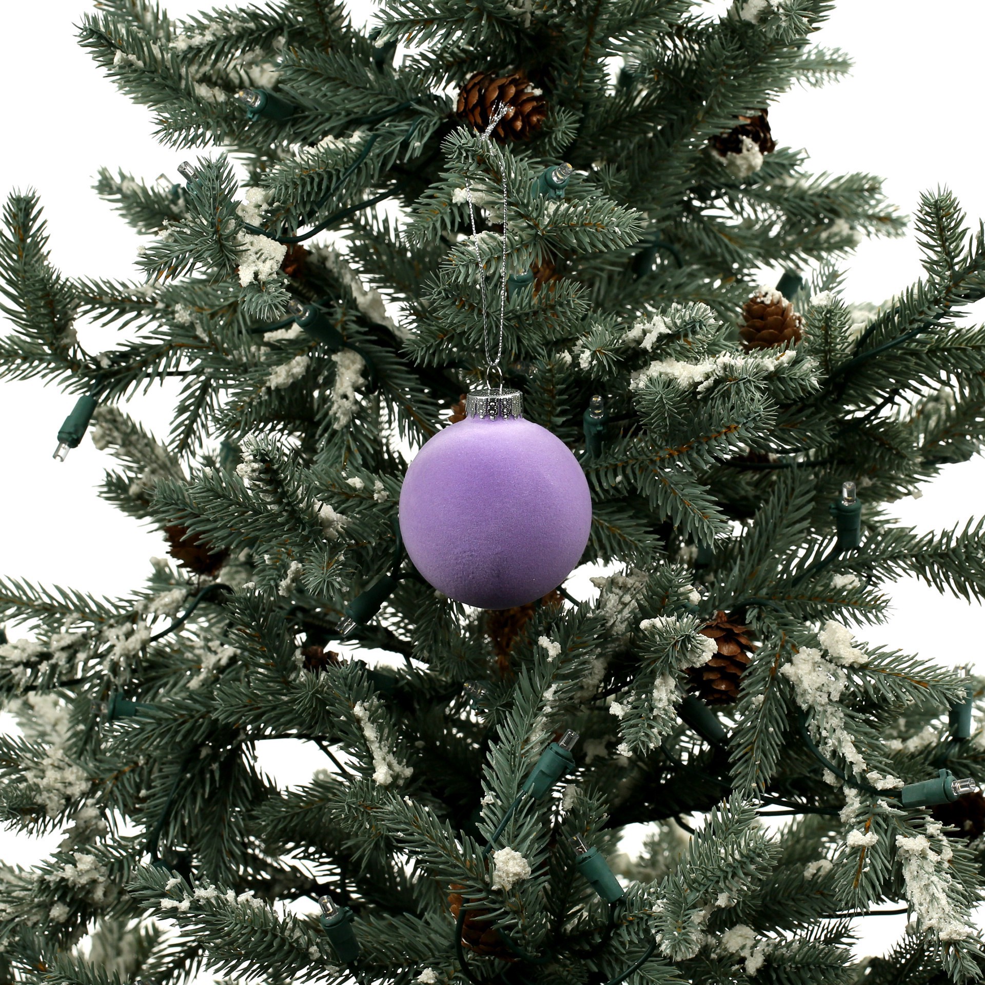 slide 2 of 3, 6 Pack 2.5" Lilac Flocked Glass Ball Ornaments By Ashland, 6 ct
