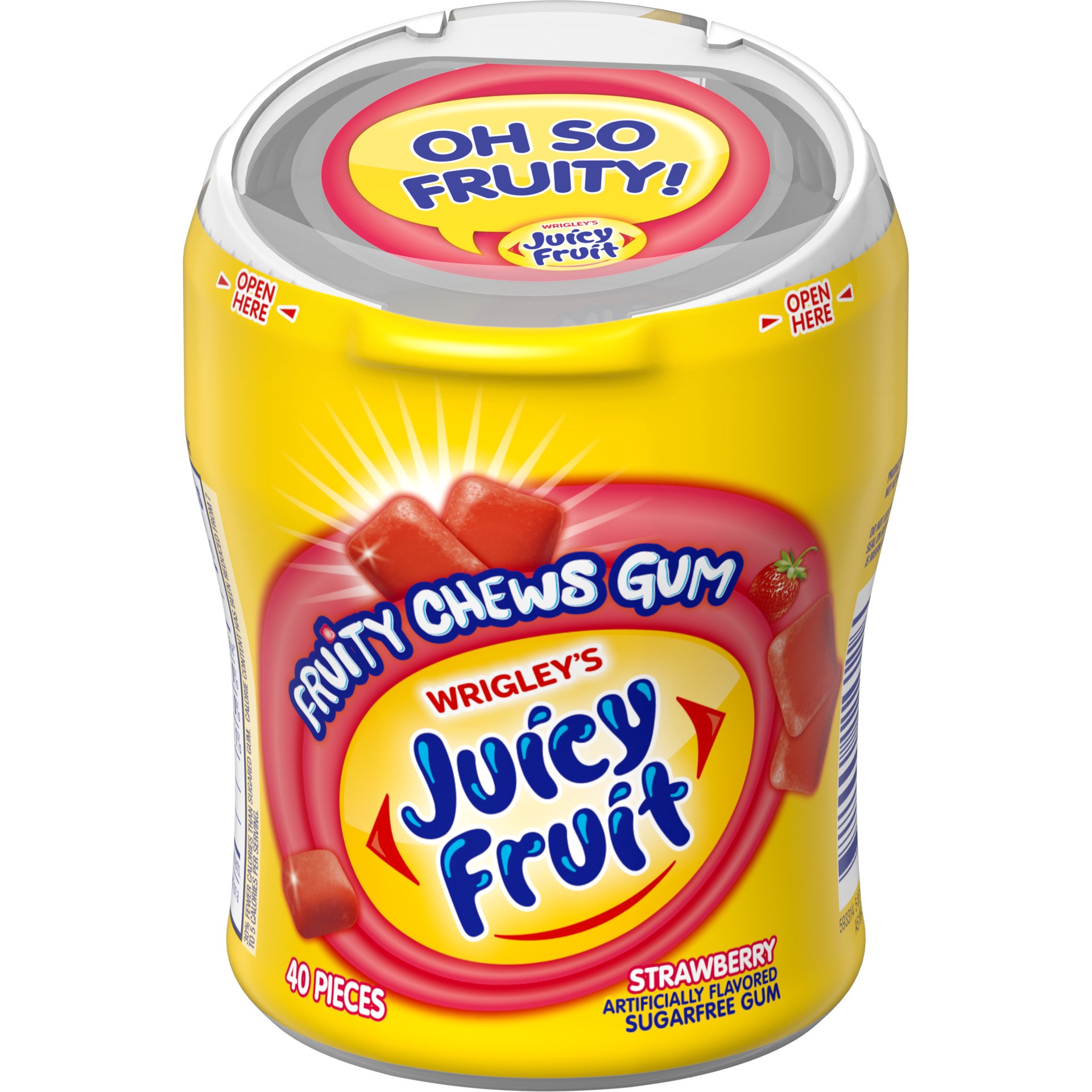 slide 1 of 3, Juicy Fruit Fruity Chews Strawberry Sugarfree Gum, 40 piece bottle, 40 pc