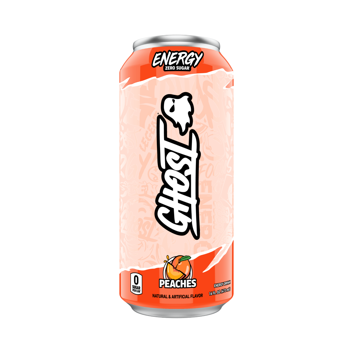 slide 1 of 1, Ghost Zero Sugar Energy Drink, Peaches, 16 fl oz can, 16 fl oz